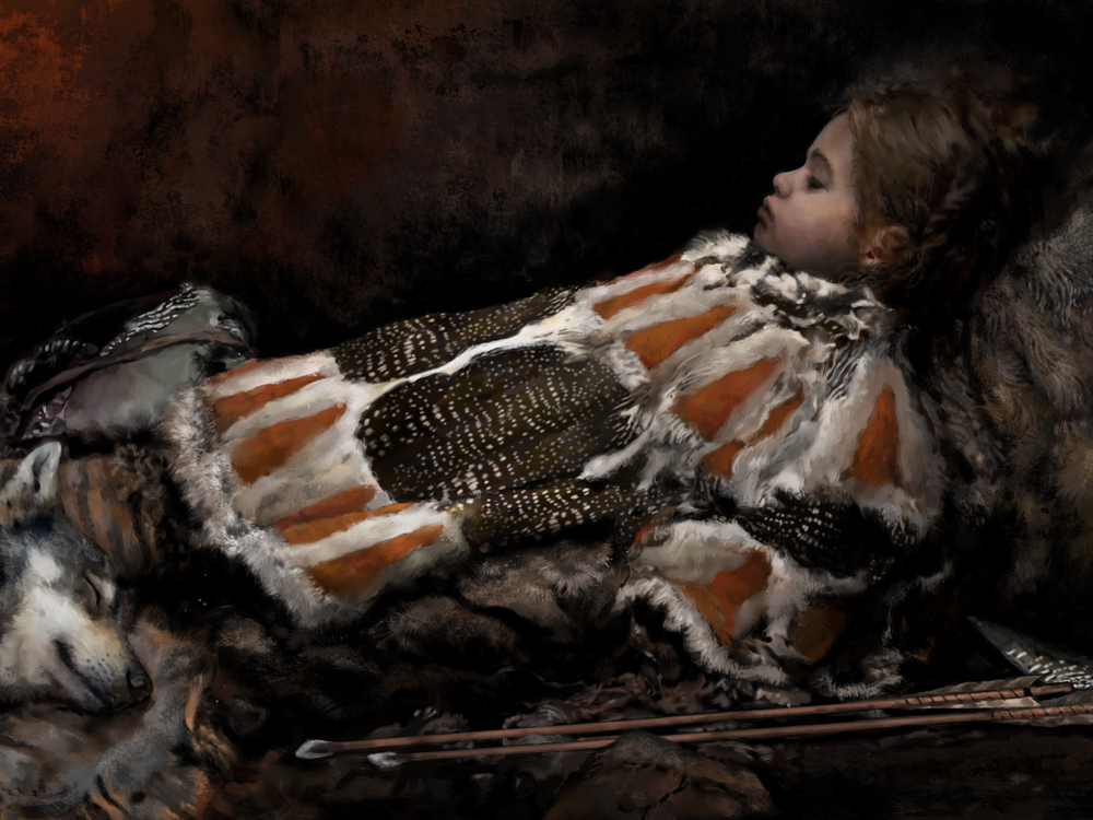 An artistic illustration of what the child could have looked like when alive and sleeping
