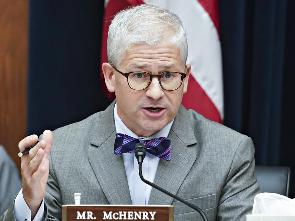Representative Patrick McHenry, R-N.C., at a House Financial Services Committee hearing, Sept. 30, 2021 in Washington, D.C. McHenry and other Republicans on the committee announced they would launch an investigation into the Treasury Department, claiming the agency has become politicized by creating the Advisory Committee on Racial Equity.