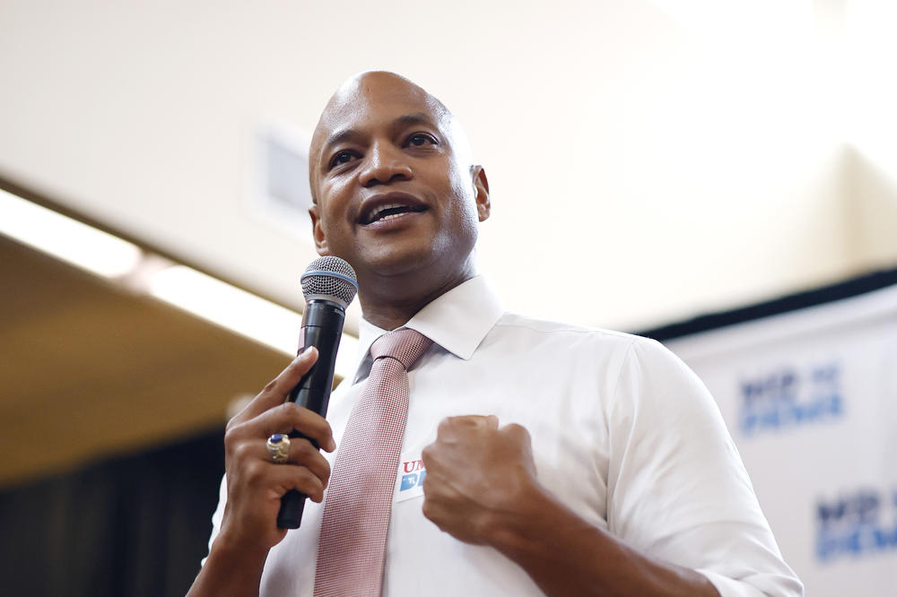 Maryland Democratic gubernatorial nominee Wes Moore addresses a campaign rally at the Stamp Student Union on the campus of the University of Maryland on Oct. 26 in College Park.
