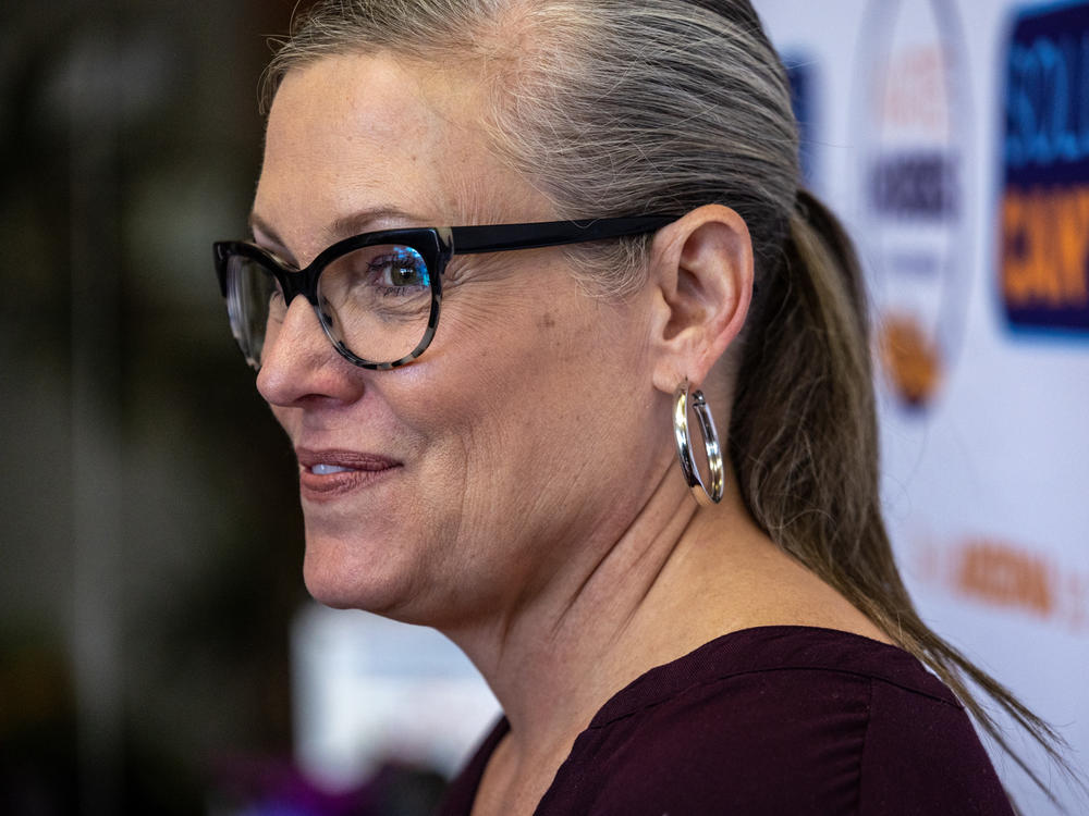 Democratic candidate for Arizona governor Katie Hobbs attends a campaign rally on Nov 6. in Tucson.