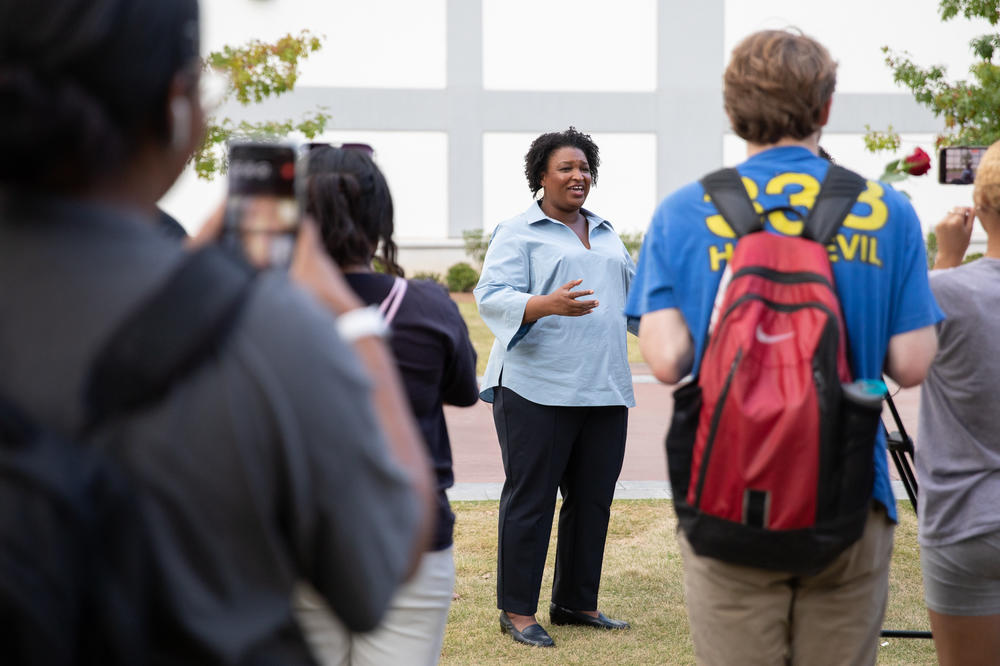 On Nov. 7, 2022, the eve of Election Day, Democratic candidate for governor Stacey Abrams stops by Georgia State University to encourage students to vote.