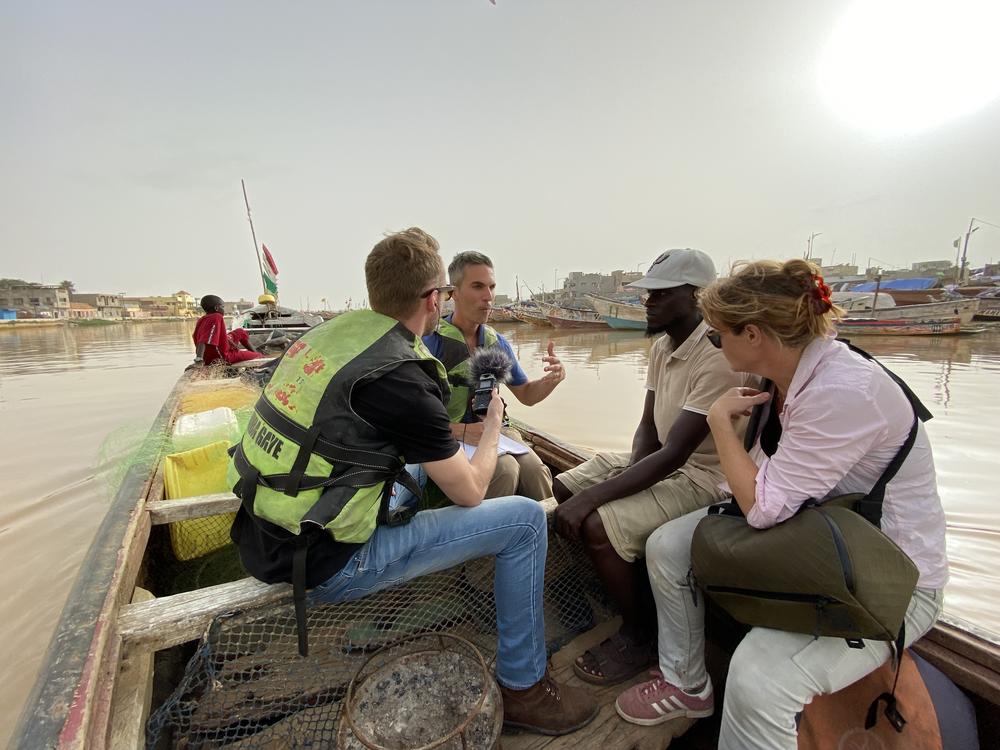 The NPR team doing interviews in Senegal.