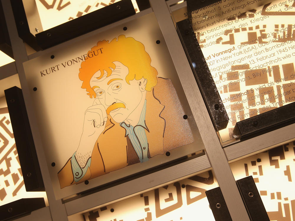 An art installation commemorates the novel <em>Slaughterhouse-Five</em> in the cellar of the former slaughterhouse where author Kurt Vonnegut, then an American prisoner of war, was held in Dresden, Germany.