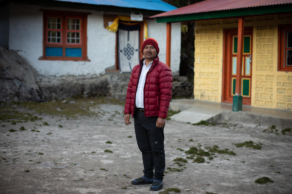 Bolendra Acharya has taught at the school for 12 years. He grew up in a neighboring valley and says he has witnessed profound changes in the area's climate.