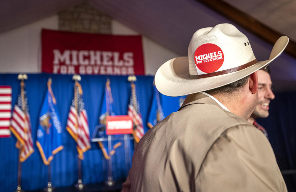 Supporters of governor candidate Tim Michels wait for his arrival at his primary election night event Tuesday, Aug. 9, 2022, in Waukesha, Wis.