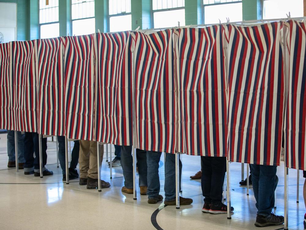 Voters fill out their ballots in Manchester, N.H., on Tuesday. With his victory on Tuesday night, James Roesener became the first openly transgender man elected to a state legislature.