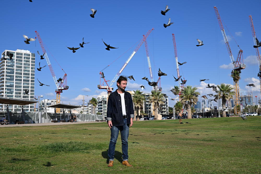 Grammy-nominated jazz producer Evgenii Petrushanskii at a waterfront park he frequents in Tel Aviv on Nov. 2.
