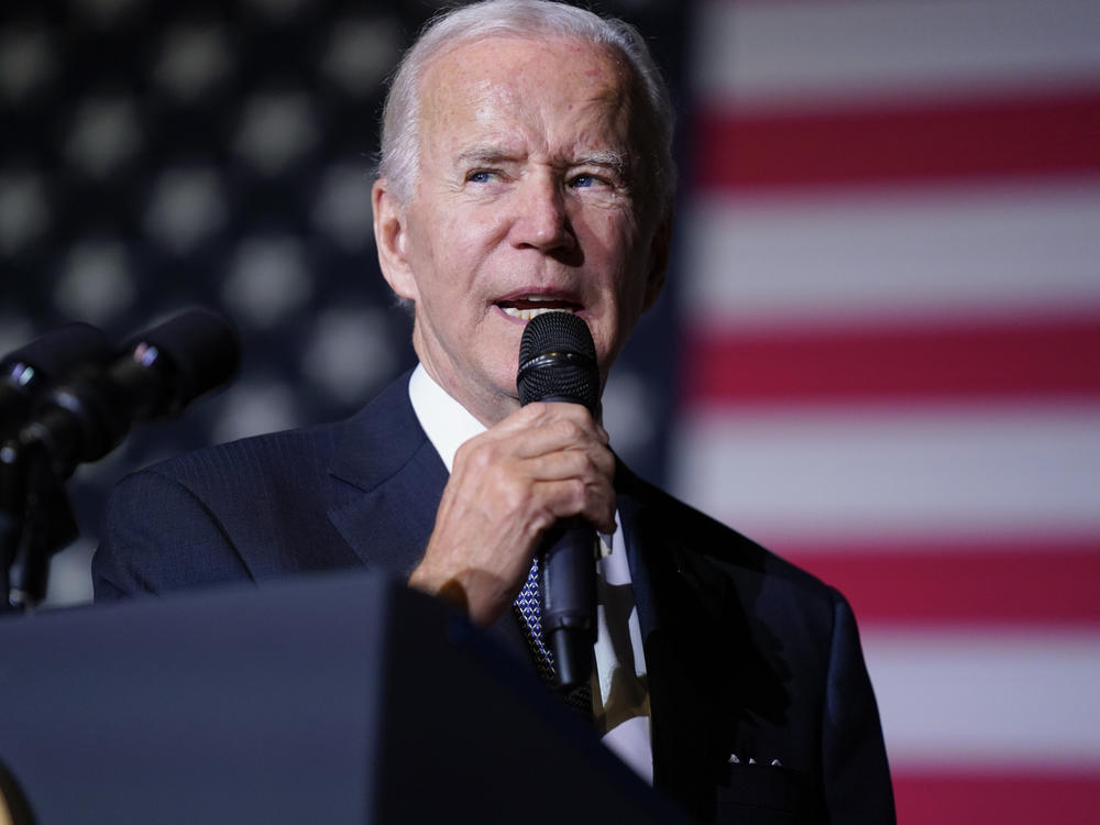 President Biden speaks about student loan debt relief at Delaware State University last month. A judge in Texas blocked Biden's plan to provide millions of borrowers with up to $20,000 apiece in federal student-loan forgiveness.