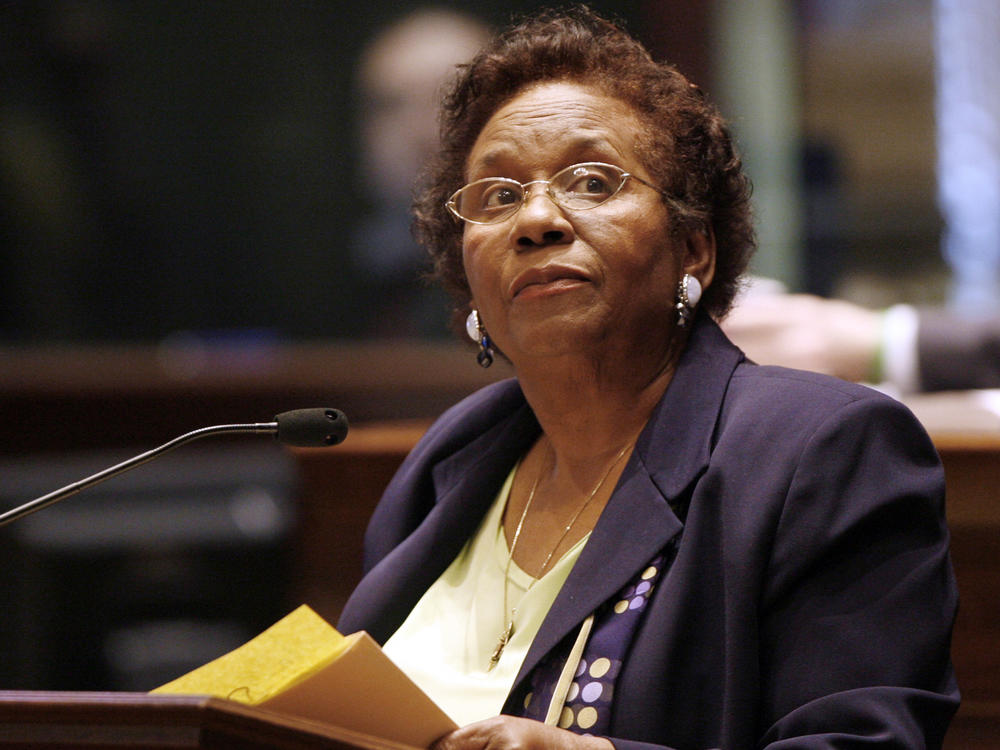 State Rep. Barbara Cooper, D-Memphis, watches the vote board as her bill to limit license restoration fees passes during House session on April 12, 2006 in Nashville, Tenn. Cooper, who served in the General Assembly, died on Oct. 25, 2022. She was 93.