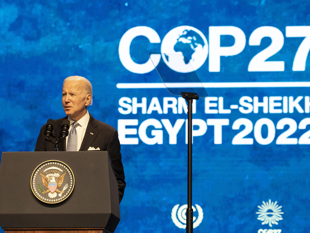 President Joe Biden spoke at the COP27 climate negotiations in Egypt. The President said the United States will meet its promises to reduce greenhouse gas emissions by 50% by 2030.