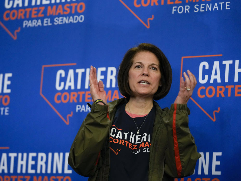 U.S. Sen. Catherine Cortez Masto is seen Monday. The Democrat defeated Adam Laxalt, a Trump-backed Republican and former Nevada attorney general. The win means Democrats retain the U.S. Senate.