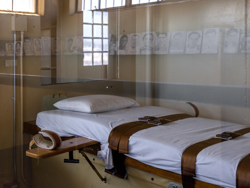 White sheets remain on the lethal injection gurney that Catarino Escobar was strapped down to at Nevada State Prison, a former penitentiary in Carson City, Nev.
