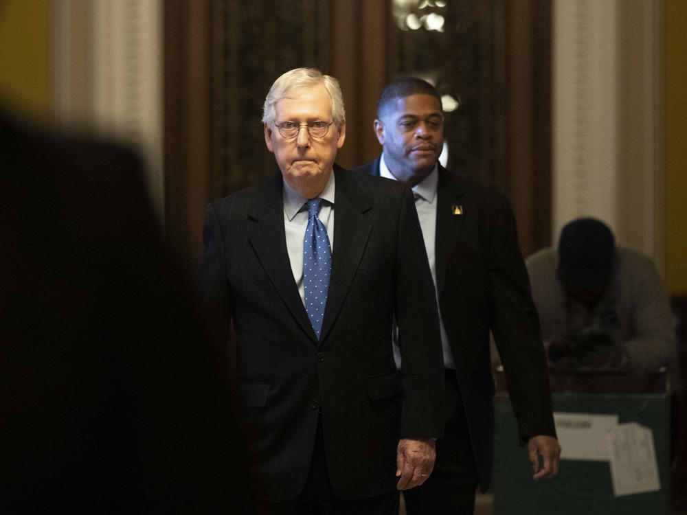 Senate Minority Leader Mitch McConnell, R-Ky. arrives at the U.S. Capitol Wednesday.
