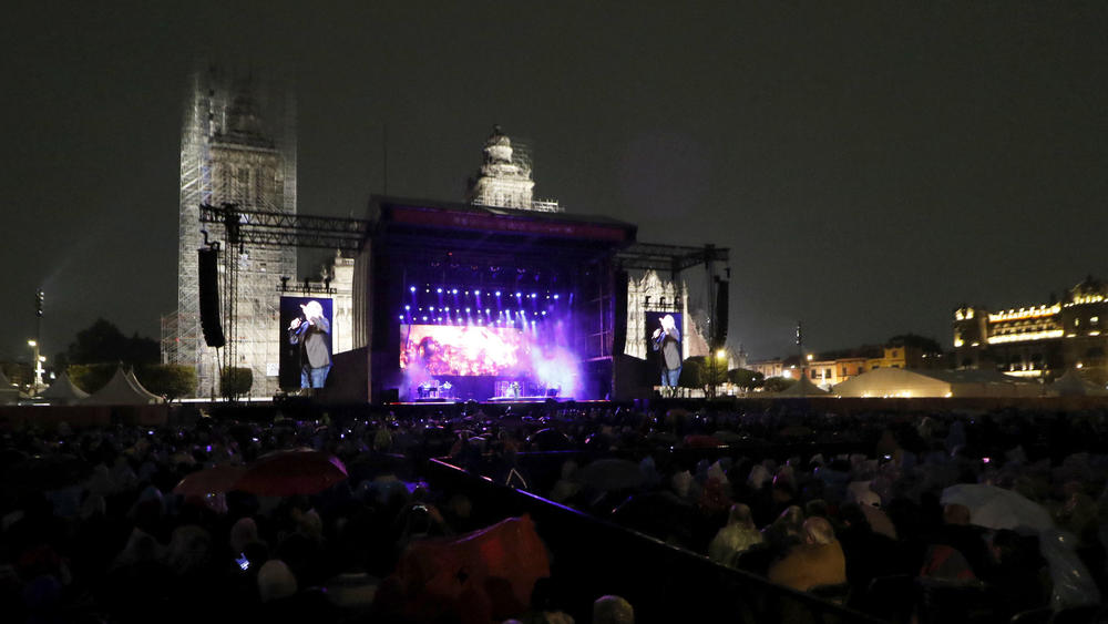 Spanish singer Joan Manuel Serrat performing in Mexico City, Mexico.