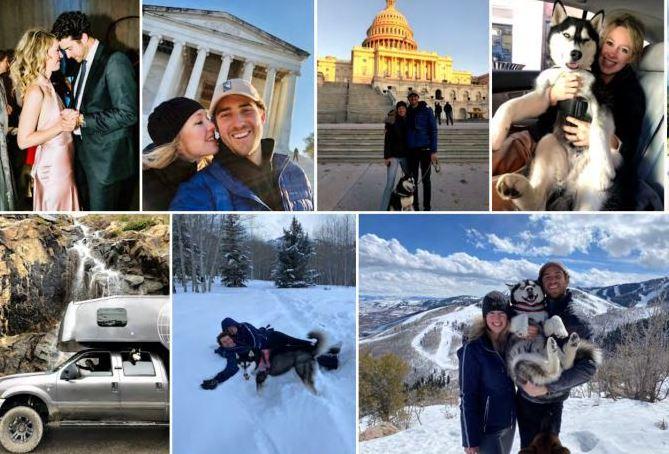 Photos of Elizabeth Holmes and her partner, Billy Evans, included as part of a public court submission to Judge Ed Davila, who will preside over Holmes' sentencing hearing on Friday.