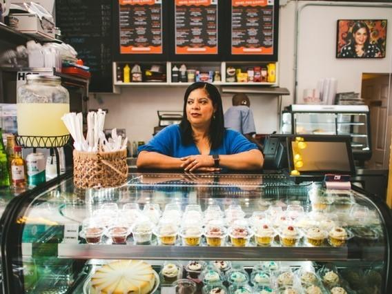 Emelyn Stuart knew she wanted her theater's menu to be different. Empanadas, soup, chickpea salad wraps and cupcakes are all sold in the cafe.