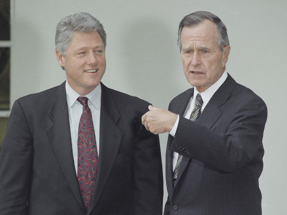 President George H. Bush and President-elect Bill Clinton at the White House on Wed., Nov. 18, 1992.