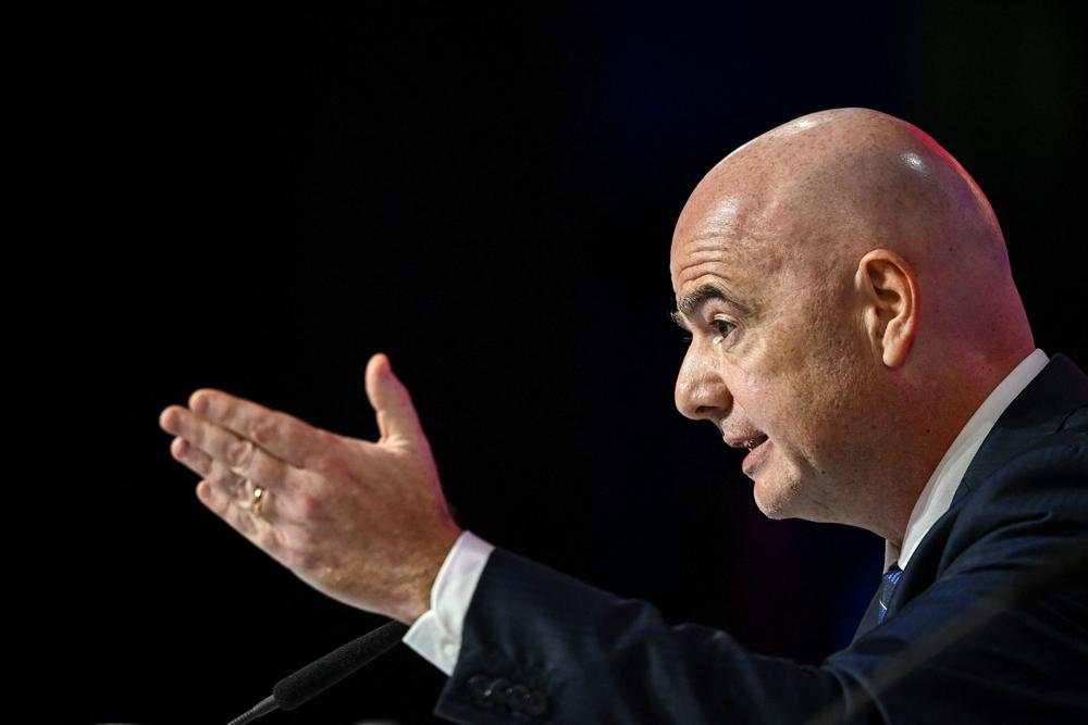 FIFA President Gianni Infantino was defiant and combative at the opening press conference ahead of the World Cup in Qatar on November 19, 2022 in Doha, Qatar.