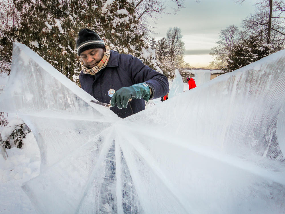 After winning a prize in Quebec, Michael Kaloki went on to sculpt ice at other competitions, such as the Helsinki Zoo International Ice Carving Festival.