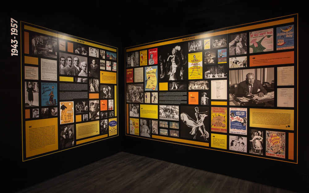 The timeline walls educate visitors about the history of theater in New York.