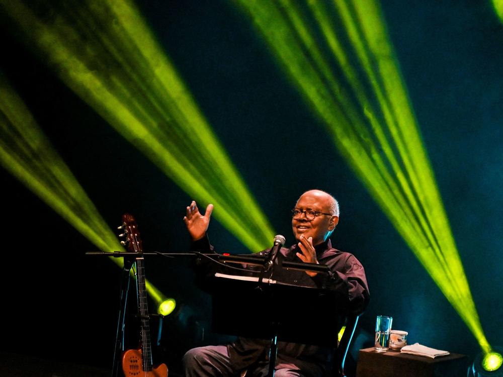 Cuban singer Pablo Milanes performs at the Ciudad Deportiva Coliseo in Havana, Cuba, on June 21, 2022. Milanes, the Latin Grammy-winning balladeer who helped found Cuba's 