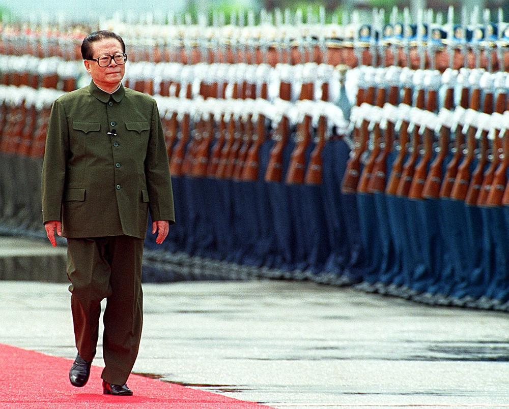 Chinese President Jiang Zemin inspects the People's Liberation Army garrison on July 2, 1998, in Hong Kong. Jiang came to Hong Kong for the celebrations of the first anniversary of the territory's return to Chinese rule and to open a new airport.