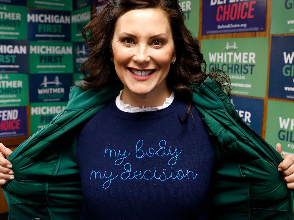 Michigan Gov. Gretchen Whitmer shows a 