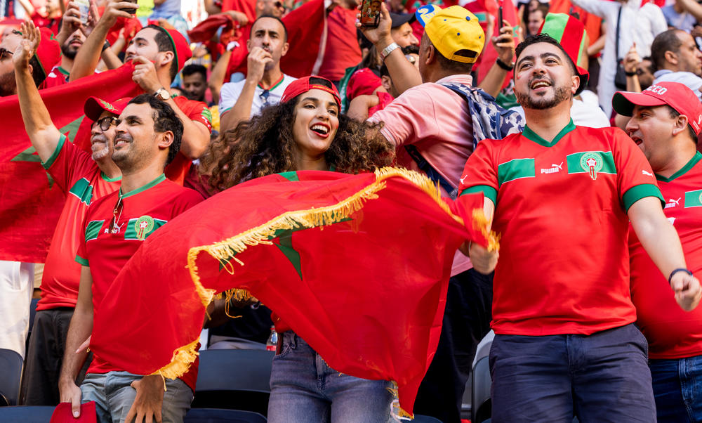 Morocco's fans cheer on their team during a 2022 World Cup match with Croatia on Wednesday, Nov. 23, 2022, in Doha, Qatar.