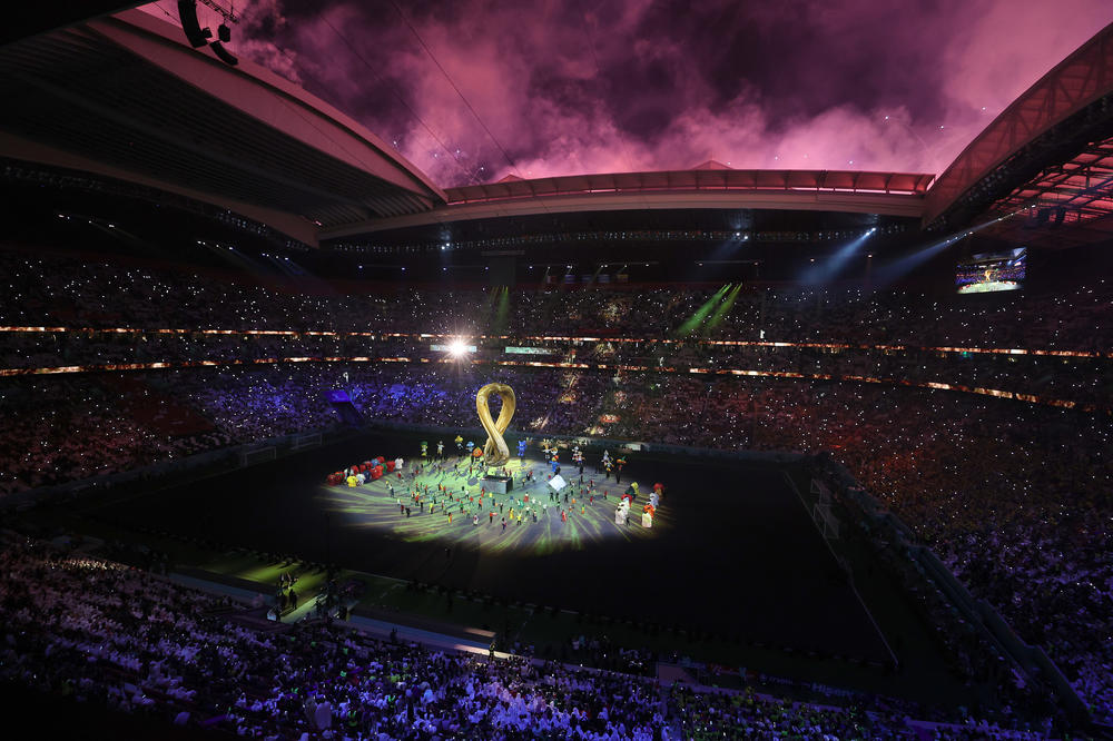 Dancers perform during the opening ceremony prior to a 2022 FIFA World Cup Group A match between Qatar and Ecuador at the Al Bayt Stadium on Sunday, Nov. 20, 2022, in Al Khor, Qatar.