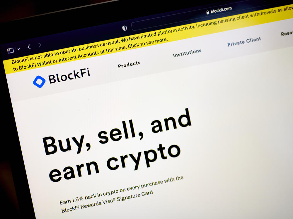 The BlockFi website on a laptop computer arranged in the Brooklyn borough of New York, US, on Nov. 17. BlockFi filed for bankruptcy on Nov 28, 2022.