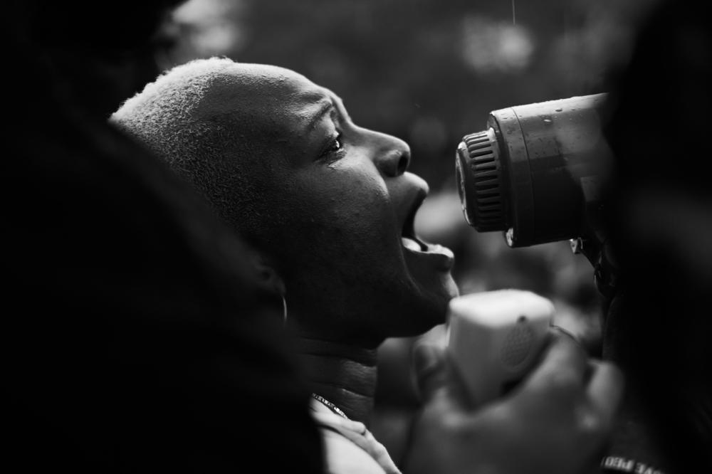 A protest for Freddie Gray outside of the Baltimore City Hall in Baltimore, Md., in 2015.