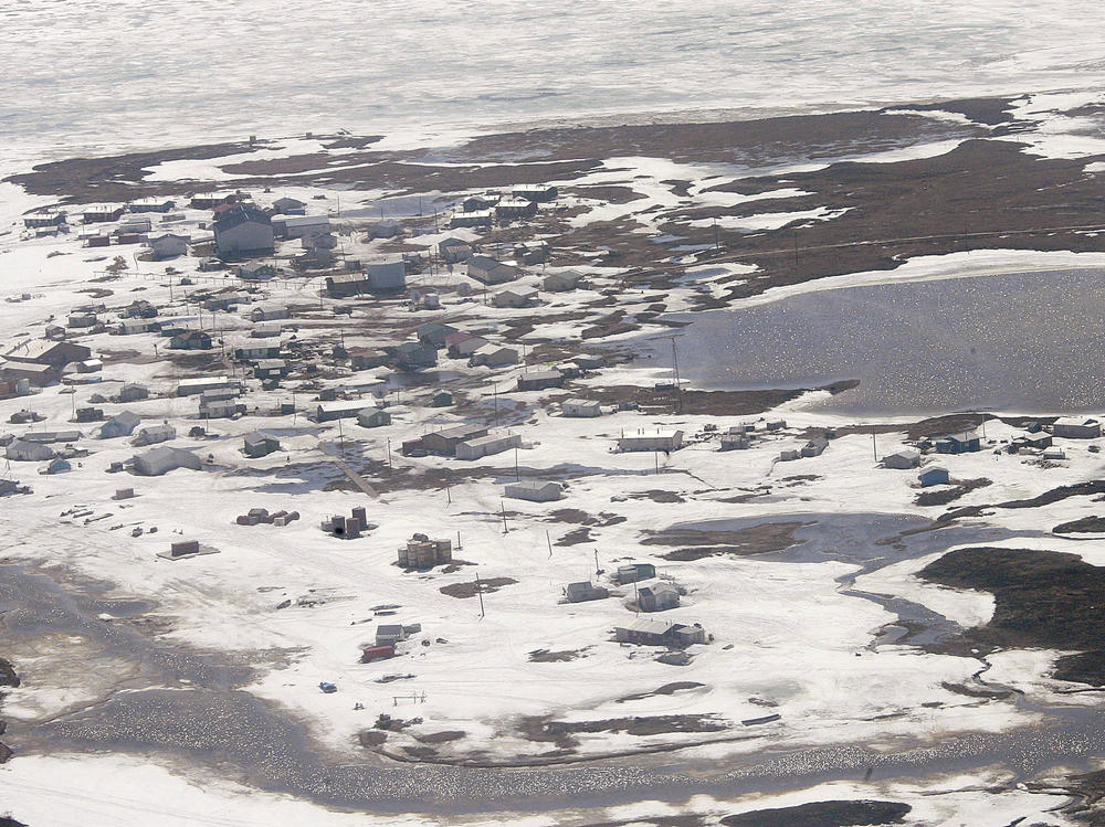 This May 24, 2006, file photo shows the village of Newtok, Alaska, where the eroding bank along the Ninglick River has long been a problem for the village, 480 miles west of Anchorage.