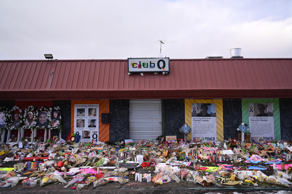Club Q and the memorial for the victims of the shooting photographed in Colorado Springs, Colo., on Tuesday, Nov. 29, 2022.