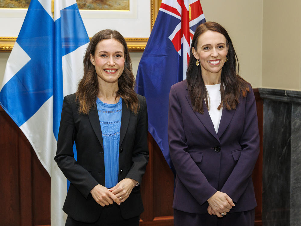 Sanna Marin, prime minister of Finland, left, and New Zealand Prime Minster Jacinda Ardern pose at Government House in Auckland, New Zealand. Marin is in New Zealand for a three-day visit, which sparked international interest after a reporters asked questions about the leaders' ages and gender.