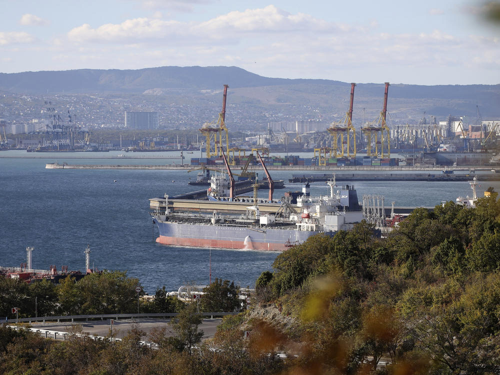 An oil tanker is moored at the Sheskharis complex, part of Chernomortransneft JSC, a subsidiary of Transneft PJSC, in Novorossiysk, Russia, Oct. 11, one of the largest facilities for oil and petroleum products in southern Russia. The deadline is looming for Western allies to agree on a price cap on Russia oil.