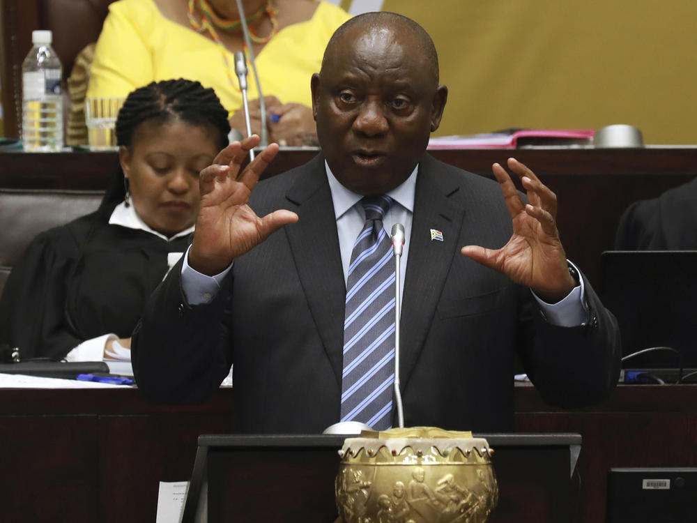 South African President Cyril Ramaphosa responds to questions in Parliament Cape Town, South Africa, on Sept. 29, 2022, where he denied allegations of money laundering while being questioned over a scandal that threatens his position and the direction of Africa's most developed economy.