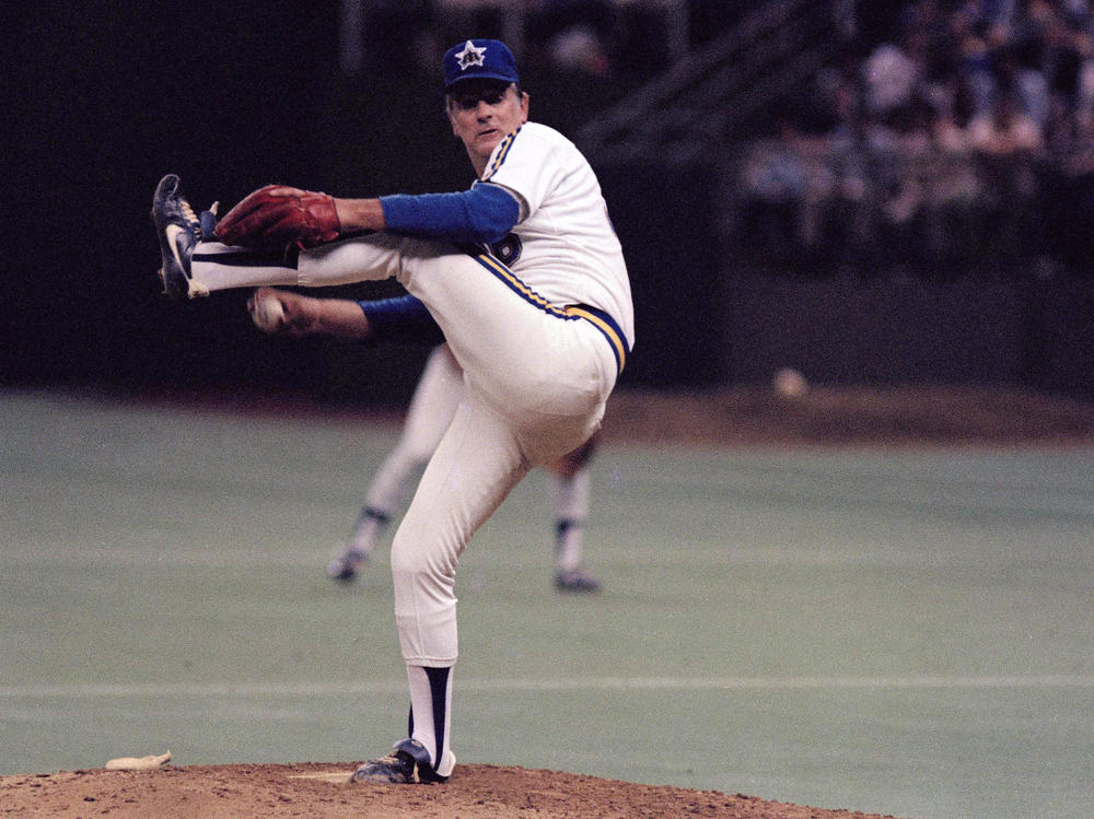 Seattle Mariners pitcher Gaylord Perry throws in his 300th Major League victory, a 7-3 win over the New York Yankees in Seattle, on May 6, 1982. The Hall of Famer and two-time Cy Young winner died Thursday.