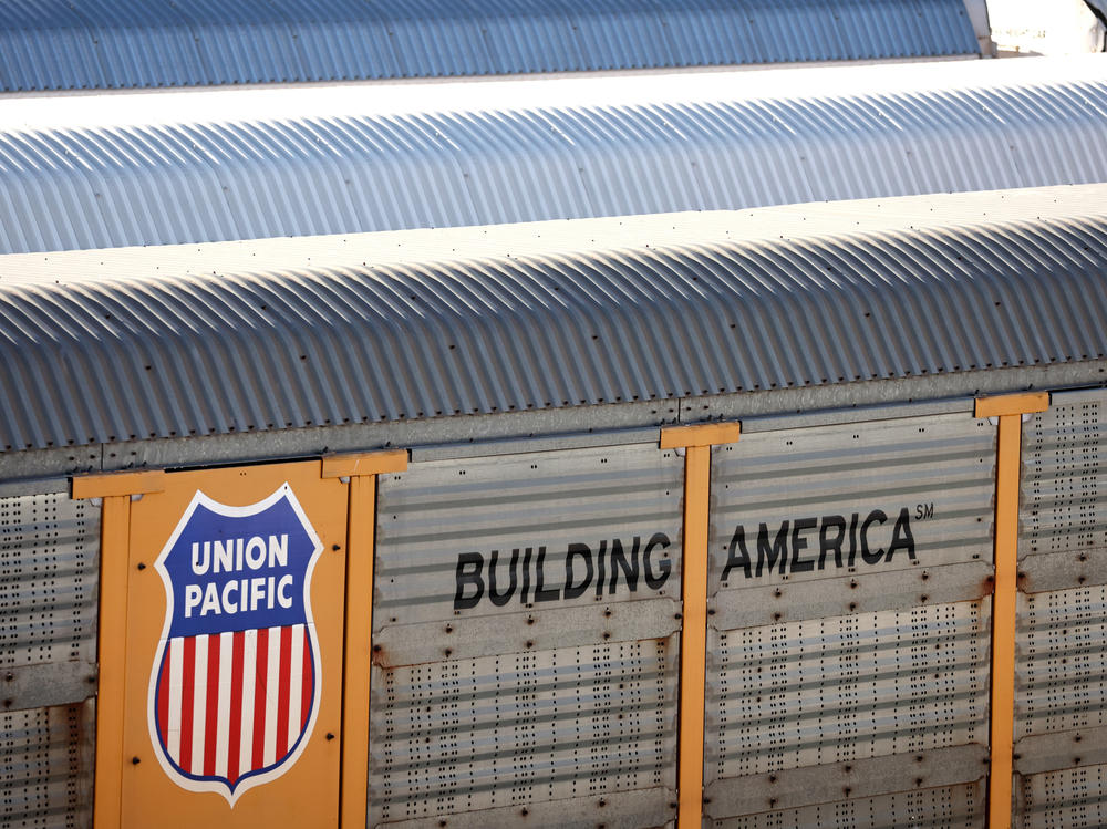 Freight rail cars sit in a rail yard in Wilmington, California, on November 22, 2022. This week, President Biden urged Congress to pass legislation to prevent a rail strike that could have brought trains to a halt nationwide.