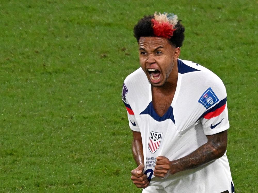 USA midfielder Weston McKennie reacts to a missed chance during the World Cup round of 16 match against the Netherlands on Saturday.