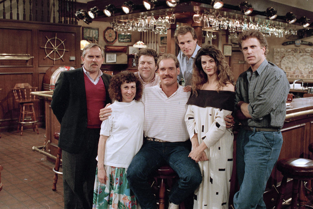 Cast members of <em>Cheers </em>included John Ratzenberger, Rhea Perlman, George Wendt, Woody Harrelson, Kirstie Alley and Ted Danson. Alley's death was announced Monday by her children on social media and confirmed by her manager. The post said their mother died of cancer that was recently diagnosed.