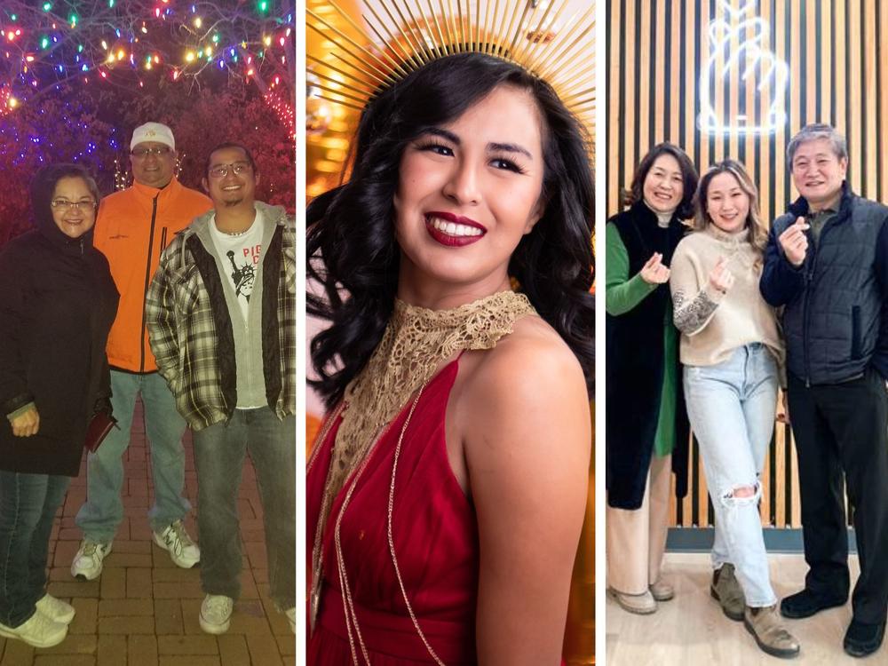 From left: Eric Salazar with his parents, Frances and Robert; Jennifer Moreno; Monica Lee with her parents and sister; and Lauren Ahlgren