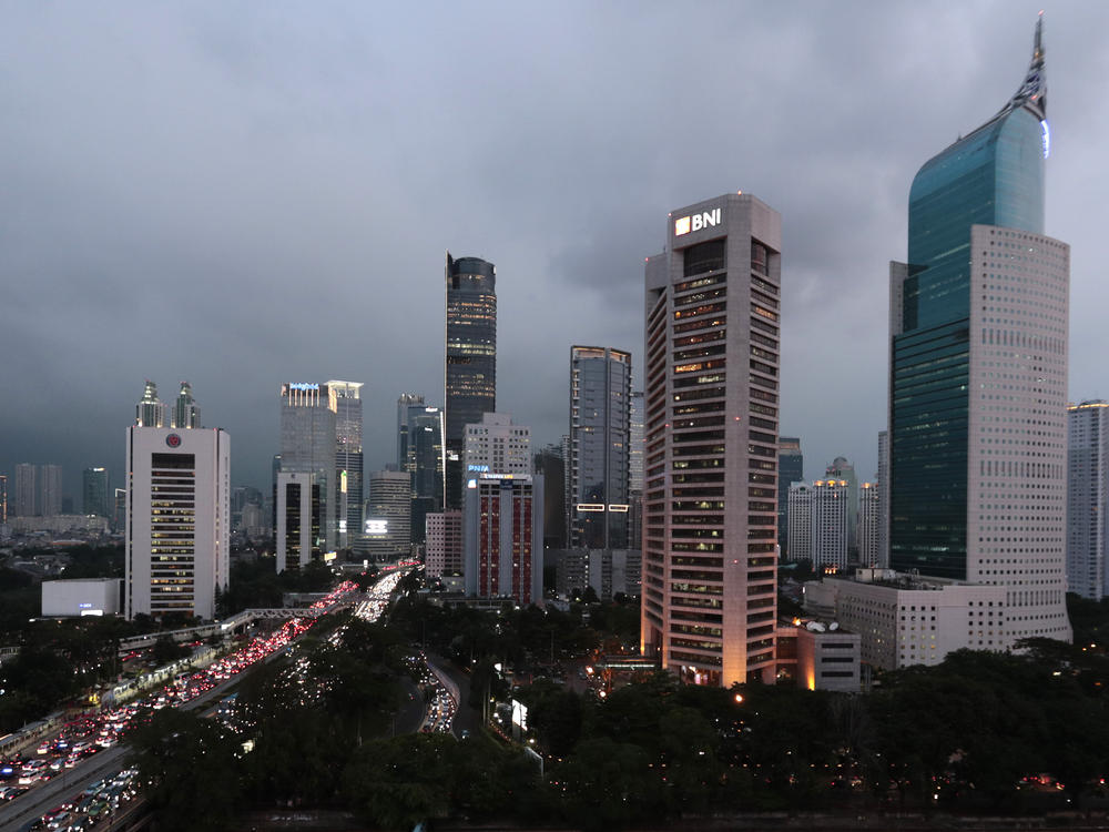 The central business district skyline is seen during the dusk in Jakarta, Indonesia, Monday, April 29, 2019. Indonesia's Parliament has passed a long-awaited and controversial revision of its penal code, Tuesday, Dec. 6, 2022, that criminalizes extramarital sex and applies to citizens and visiting foreigners alike.