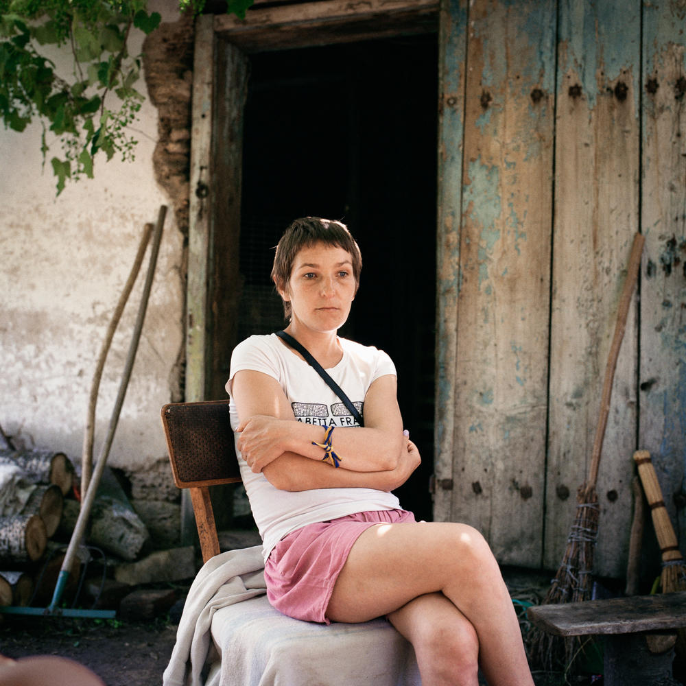 Olga Grinik in Poltava region, where the family fled to escape the war, in June 2022. Avdiivka, the Grinik family's home town, is one of the hottest spots of the war. The family recently learned that their house has been destroyed, along with much of the town.