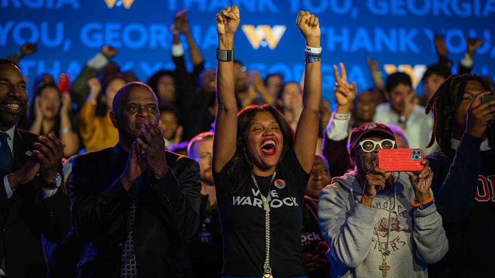 Supporters gather in Atlanta as Democratic Sen. Raphael Warnock declares victory in the Georgia Senate runoff, one of the most closely-watched races in the country.