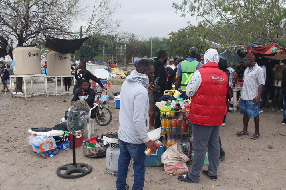 Haitian migrants at a makeshift encampment near the Rio Grande in Reynosa, Mexico. Hundreds of migrants are living in small camps scattered around the city.