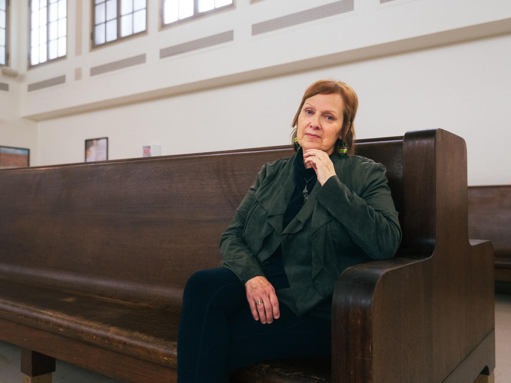 Katie Pope Kopp, 64, of Parkville, Mo., at Union Station in Kansas City this week. Kopp underwent a new form of experimental CAR T-cell therapy that used the CRISPR gene-editing technique to treat her non-Hodgkin lymphoma. The cancer has been in remission for over a year.