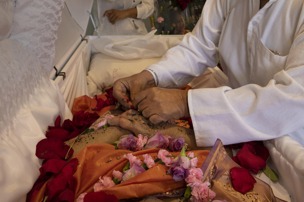 <strong></strong>Maansi's Nana, Shailendra Hajela, or maternal grandfather, in Hindi, completes funeral rites for her Nani, Aruna Hajela, in New Jersey on June 14, 2021. Her Nani was diagnosed with COVID-19 while living in Delhi, India, amid the Delta variant's surge in May 2021. She was airlifted to Mount Sinai Hospital in New York City for emergency treatment, where she passed away.