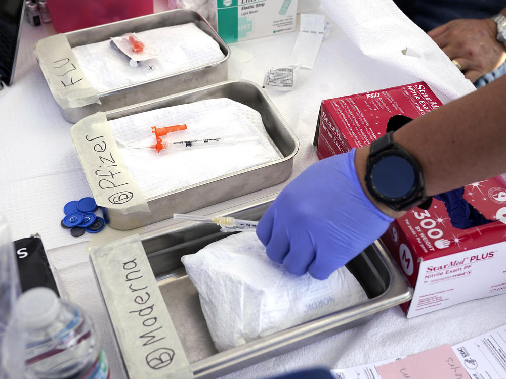 A vaccine clinic in Lynwood, Calif., offering free flu and COVID-19 vaccines. Experts are using the word 