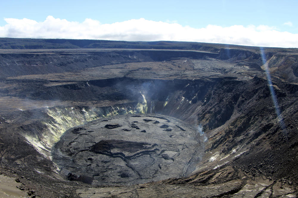 The crater of the Kilauea volcano on Hawaii's Big Island is seen on Aug. 13, 2021.
