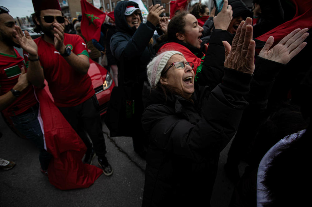 Montreal, Canada, has been the scene of large World Cup celebrations, thanks to its large Moroccan community. Fans are seen here after Morocco beat Belgium, helping it to win a group that also included Croatia.